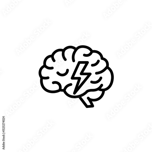 Brain illustration with lightning bolt symbolizing mental health support  