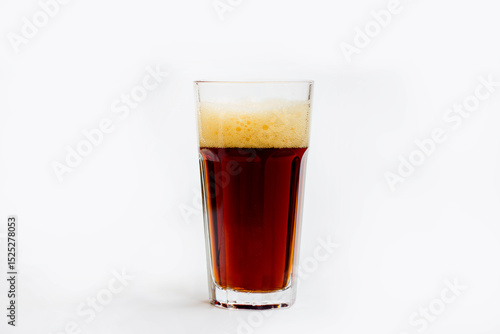 kvass on a white background in a glass, beer on a white background.
