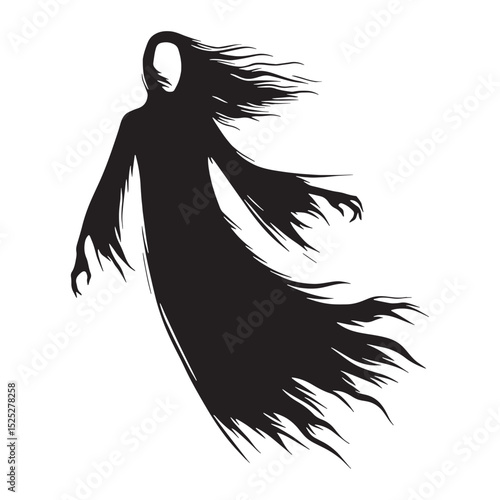 Powerful Poltergeist phantom essence outline vector - poltergeist silhouette - poltergeist vector - silhouette of poltergeist - invisible being emblem
