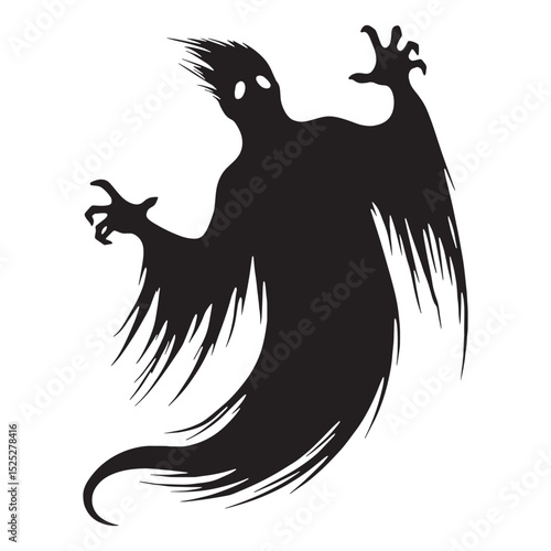 Shadowy Poltergeist invisible presence graphic - poltergeist silhouette - poltergeist vector - silhouette of poltergeist - haunting phenomenon graphic design
