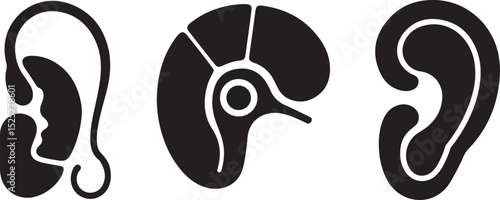 Three Different Styles of Human Ear Illustrations