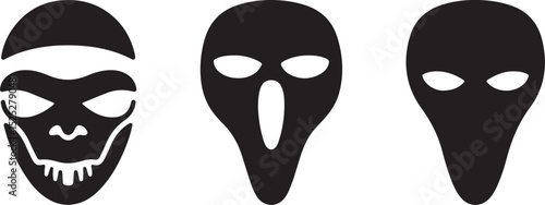 Three Halloween Mask Designs Skull, Scream, and Evil