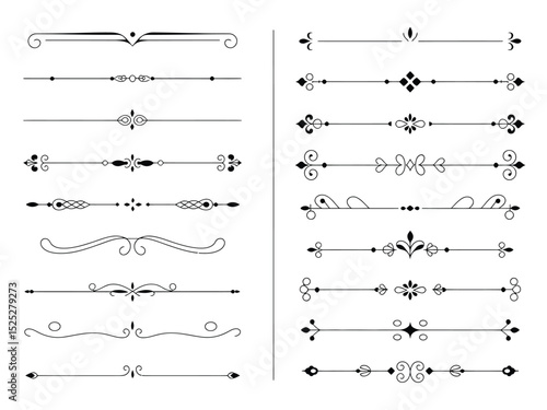 Decorative Dividers Set, Vintage Ornament Dividers Collection on Transparent Background
