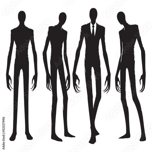 Dark Slenderman faceless entity outline - slenderman silhouette - slenderman vector - silhouette of slenderman - Slenderman illustration - urban legend icon
