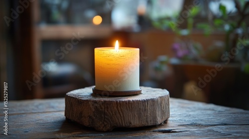 Serene Candlelight on Rustic Wood