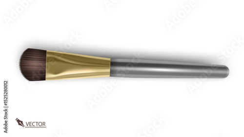 Professional Eyeshadow Makeup Brush with Gold Ferrule on White Background