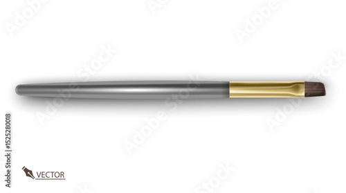 Professional Eyeshadow Makeup Brush with Gold Ferrule on White Background