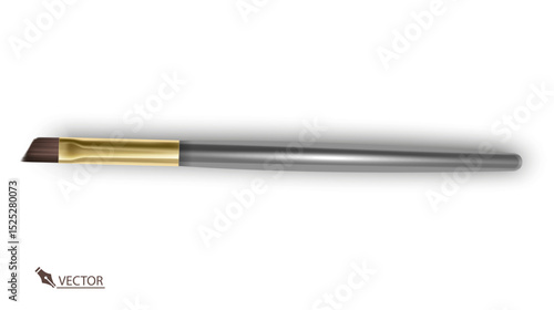 Professional Eyeshadow Makeup Brush with Gold Ferrule on White Background