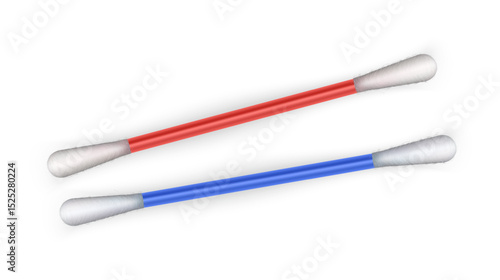 Cotton swabs  An accessory for cleaning ears, other cosmetics, or medical purposes. Vector illustration
