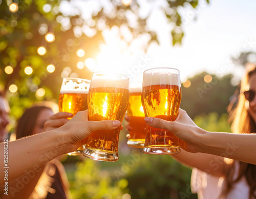 ビアガーデン、夏、宴会、飲み会、友達、パーティ、ビール、乾杯