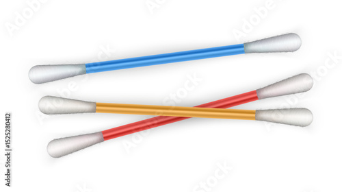 Cotton swabs  An accessory for cleaning ears, other cosmetics, or medical purposes. Vector illustration