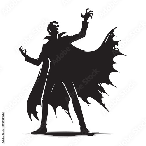Fantasy Vampire mythical figure vector - vampire silhouette - vampire vector - silhouette of vampire - Vampire illustration - nocturnal guardian art design
