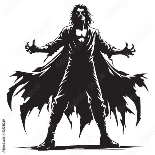 Vector Elusive Vampire outline figure - vampire silhouette - vampire vector - silhouette of vampire - cursed night beast icon design

