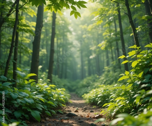 Blurry green forest background nature enviroment 