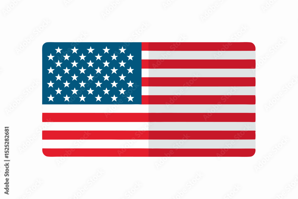 Obraz premium Flat United States Flag Icon on White Background a simple and modern vector design for patriotic themes and digital use