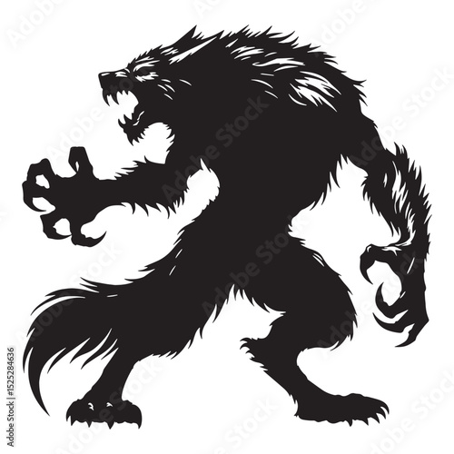 Vector Elusive Werewolf outline figure - werewolf silhouette - werewolf vector - silhouette of werewolf - cursed beast icon design
