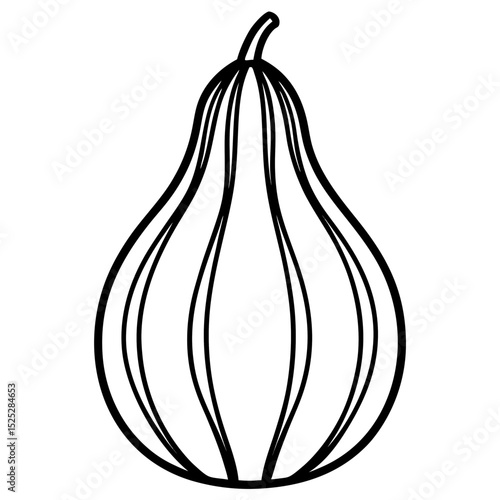 Pear-Shaped Gourd with Folds – Minimalist Line Art Illustration