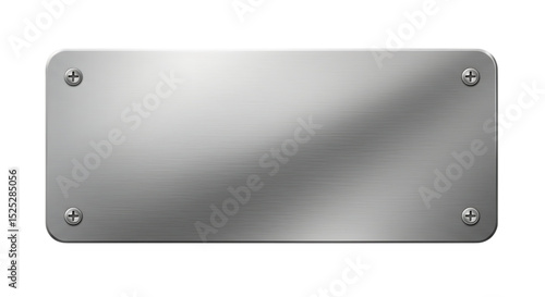 silver shiny blank metal nameplate isolated on transparent white background, clipping path
