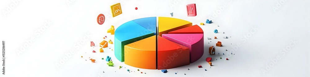 Obraz premium A pie chart is shown with the colors red, orange, yellow, green, and blue