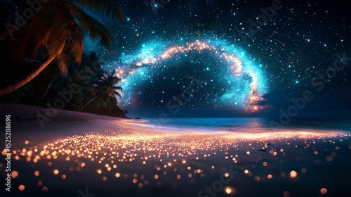 A beach where the sand glows like fireflies