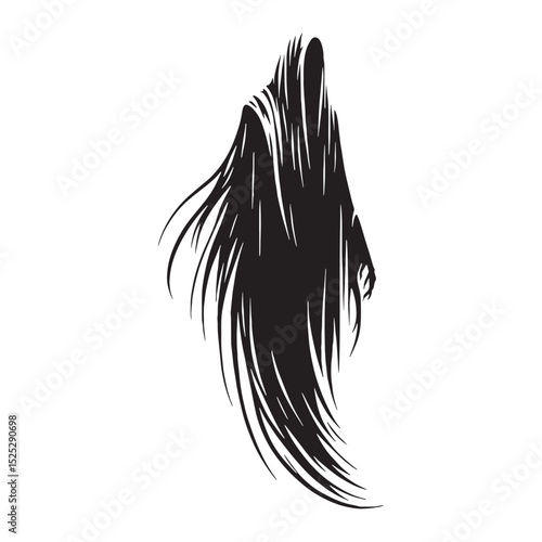 Darkened Wraith spirit depiction outline - wraith silhouette - wraith vector - silhouette of wraith - spectral creature visual
