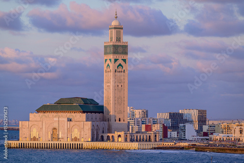 Landscape Of hassan 2 mosque in casablanca morocco