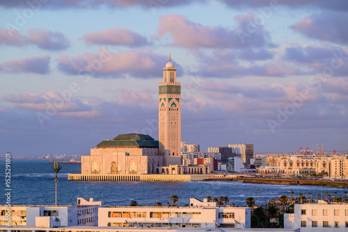 Fotografie Landscape Of hassan 2 mosque in casablanca morocco