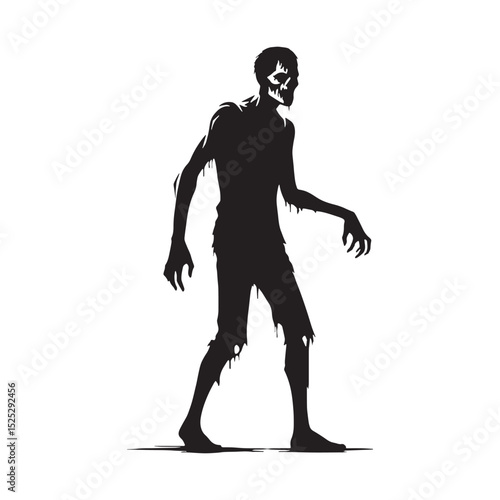 Primeval Zombie risen creature outline vector - zombie silhouette - zombie vector - silhouette of zombie - reanimated monster art
