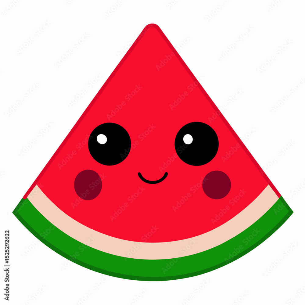 Fototapeta premium Watermelon slice with kawaii face 