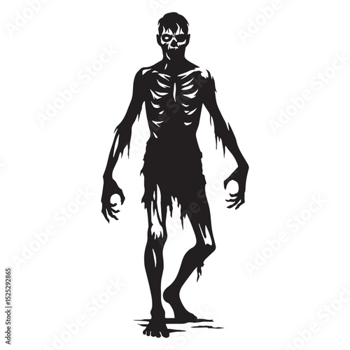 Dark Zombie undead figure outline - zombie silhouette - zombie vector - silhouette of zombie - reanimated corpse icon
