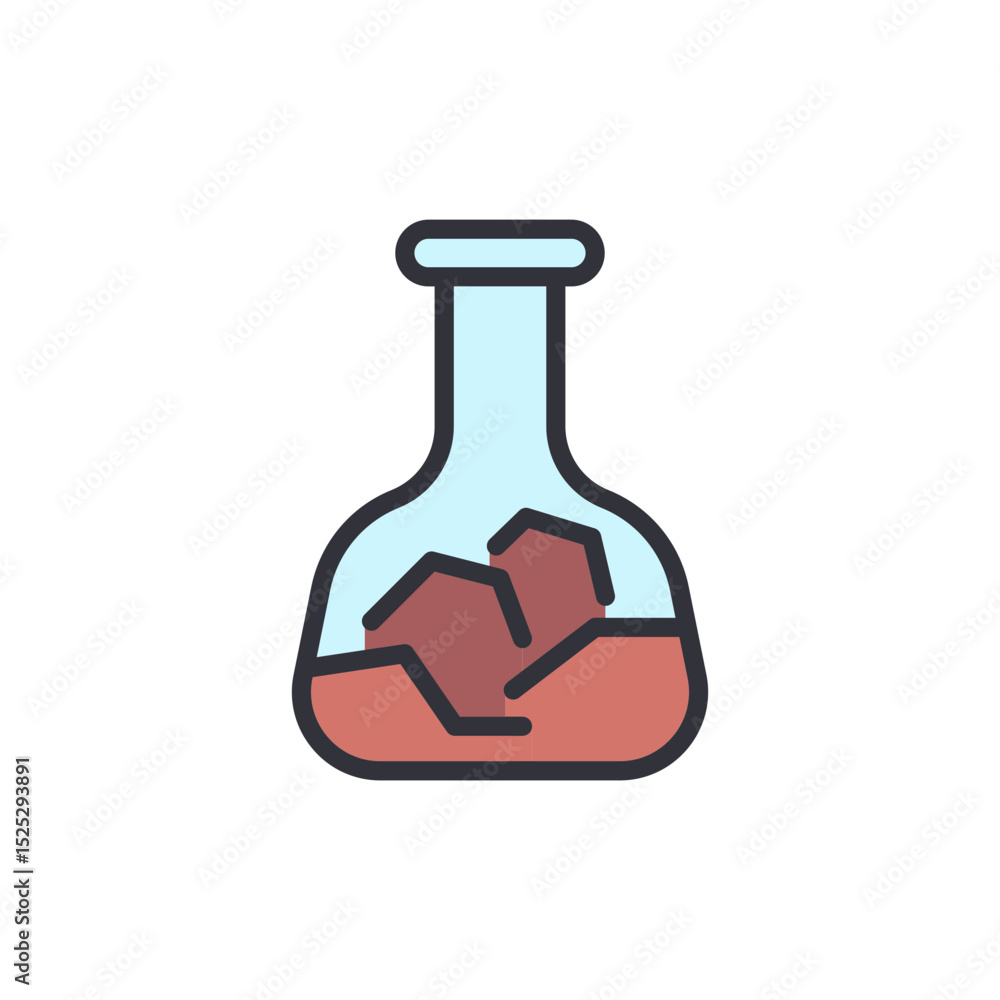 Laboratory Flask With Crystalline Substance For Scientific Purposes Laboratory Flask With Crystalline Substance For Scientific Purposes