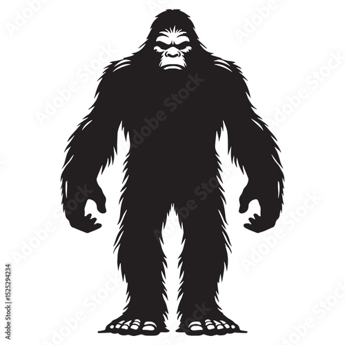Iconic Bigfoot legendary concept graphic - bigfoot silhouette - bigfoot vector - silhouette of bigfoot - elusive ape-man symbol
