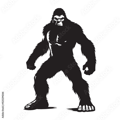 Ancient Bigfoot mythical form vector - bigfoot silhouette - bigfoot vector - silhouette of bigfoot - Bigfoot illustration - primeval cryptid icon
