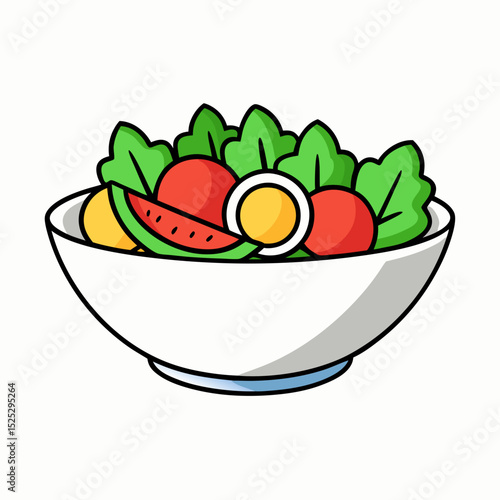 A fresh and vibrant salad in a white bowl vector illustration