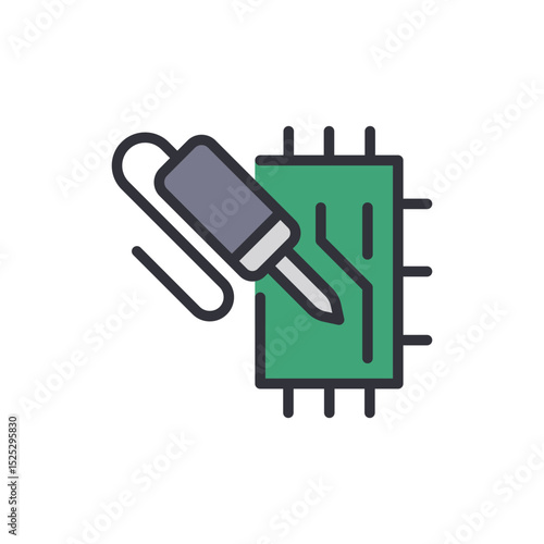 Soldering Iron Skillfully Working On A Circuit Board Component