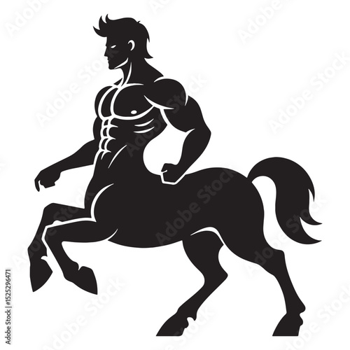 Monochrome Centaur warrior form depiction - centaur silhouette - centaur vector - silhouette of centaur - Centaur illustration - equine guardian art
