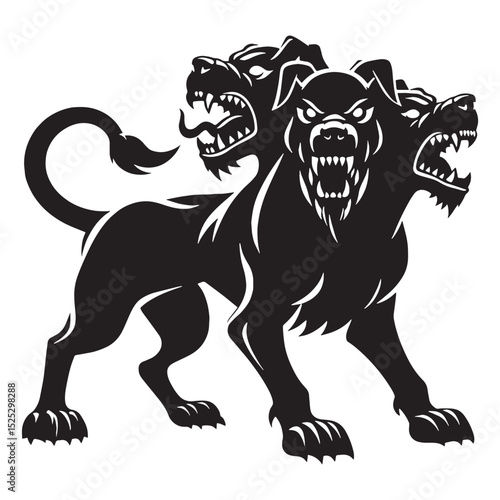 Cuadro en lienzo Mysterious Cerberus creature silhouette - cerberus silhouette - cerberus vector