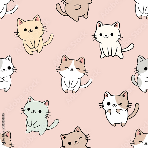 Cute cats seamless pattern