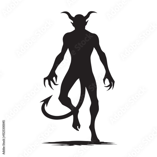 Ancient Devil form vector - devil silhouette - devil vector - silhouette of devil - Devil illustration - ruler of hell graphic - infernal sovereign concept
