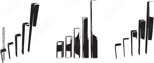 3d stats bars vector silhouette