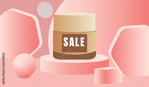 3D Product display with lush plants sale perfect for highlighting products in posters, banner, mockup, Ads, labels and Brand Templates