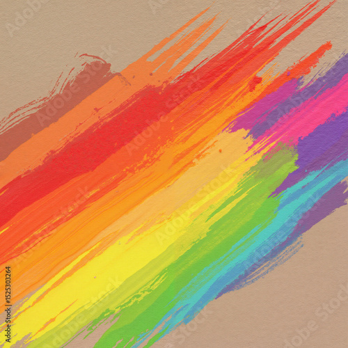 Abstract rainbow brush strokes on textured paper, artistic colorful style
