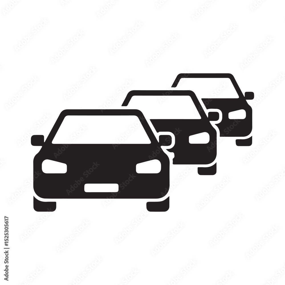 Traffic Jam Icon Cars in Line, Congestion Illustration Traffic Jam Icon Cars in Line, Congestion Illustration
