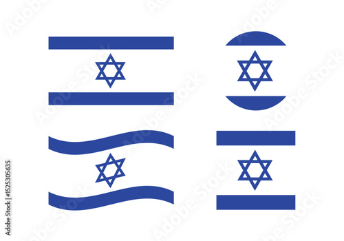 Flag icon of Israel set. Israel Official National Flag. Flat Digital Vector Illustration of Israel Flag and National Emblem. Rectangular Israel Flag Icon – Standard Size and Colors.