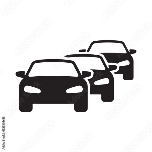 Traffic Jam Icon Illustration of Cars in a Line Representing Congestion