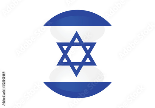 Round Israel Flag Icon – Israel Flag Circular Vector Badge with Standard Colors and National Symbol.