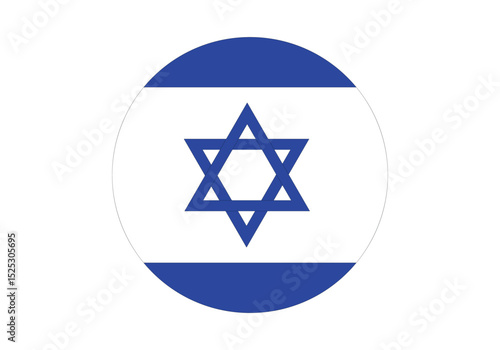 Round Israel Flag Icon – Israel Flag Circular Vector Badge with Standard Colors and National Symbol. Circle Flag Icon of Israel .