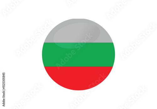 Round  Bulgaria Flag Icon –  Bulgaria Flag Circular Vector Badge with Standard Colors and National Symbol. Circle Flag Icon of  Bulgaria, Button Badge Icon.
