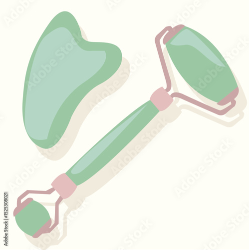 facial therapy tool.Jade Roller, Gua Sha Scraping Massage Tool 