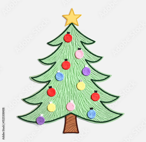 Christmas tree decorated with colorful ornaments and a star  